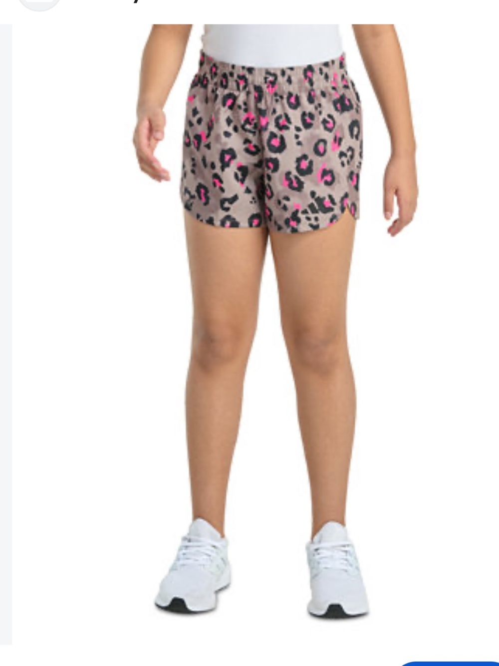 adidas Girls Beige and Pink Leopard Athletic Shorts, size medium 10-12